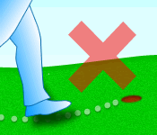 カップ周りは踏まない